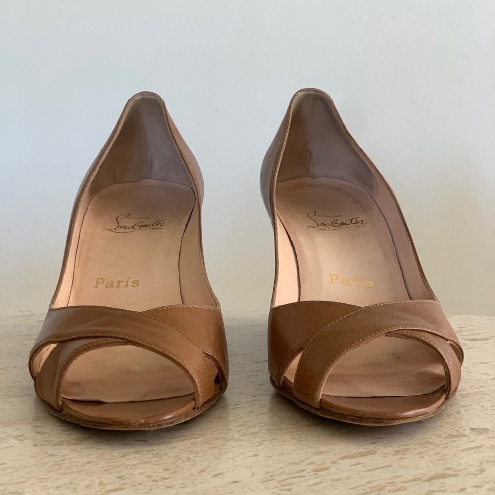 Christian Louboutin Leather Sandals with Crossover Straps and Wedge Heels